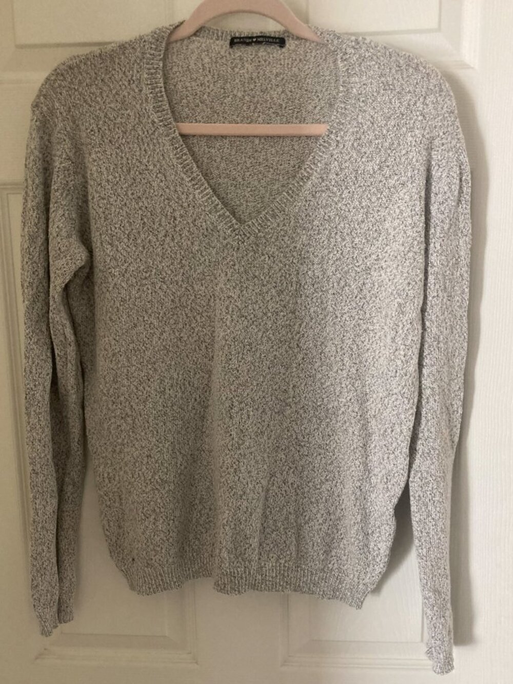Brandy Melville Marled Grey V-Neck Sweater
